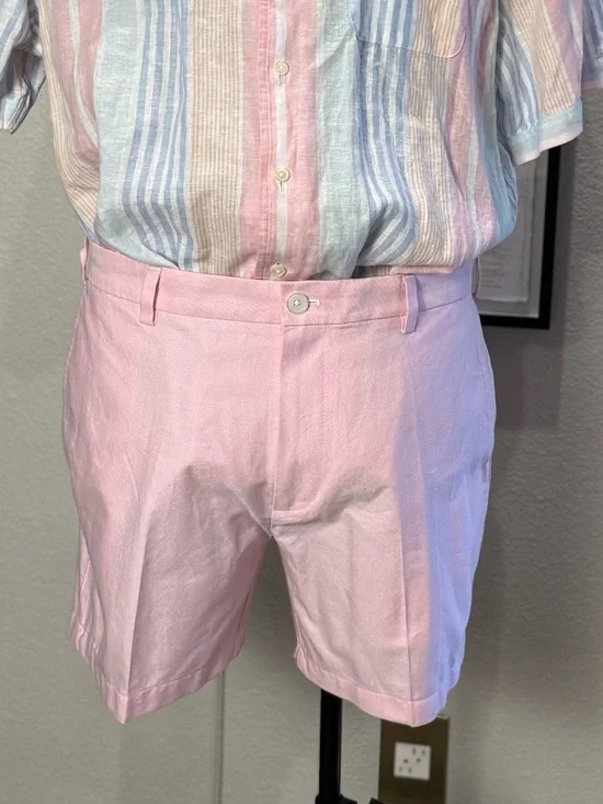 Brooks Brothers Pink Flat-Front Oxford Cloth Cotton Shorts - Picture 1 of 5